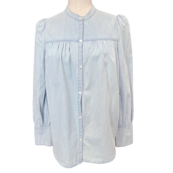 Joie Blue Gray Chambray Button Up Top XS - Picture 2 of 9